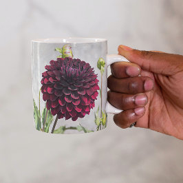Mug Boue florale en fleur de dahlia rouge foncé