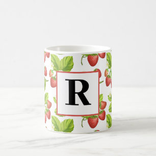 Mug Boue Motif d'aquarelle de fraise Monogram