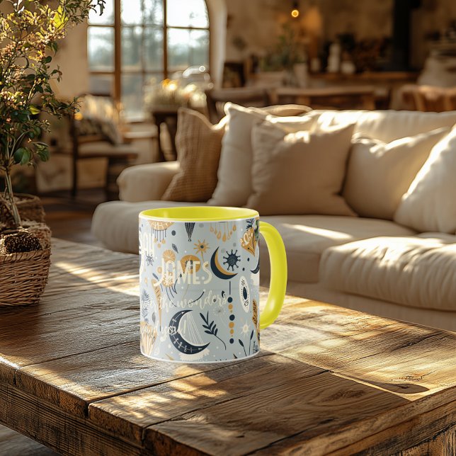 Mug Boug céleste Chic Boho personnalisé - Nom Photo (Créateur téléchargé)