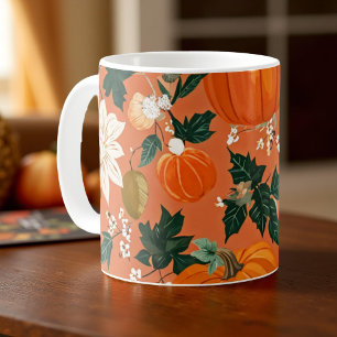 Mug Boug citrouille Orange Aquarelle Feuilles d'automn
