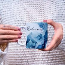 Boug d'aquarelle bleu et or personnalisées de luxe