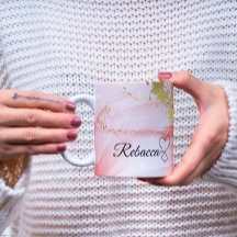 Boug d'aquarelle rose et or personnalisé de luxe