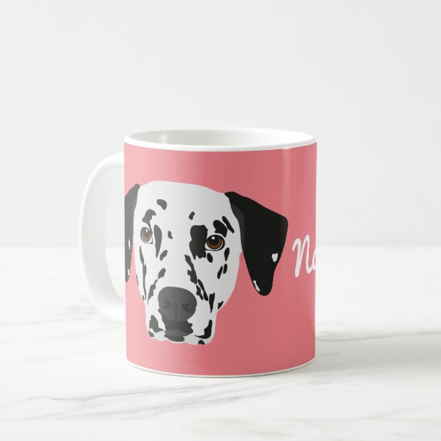 Mug Boug de café de chien dalmate noir tacheté (Devant gauche)