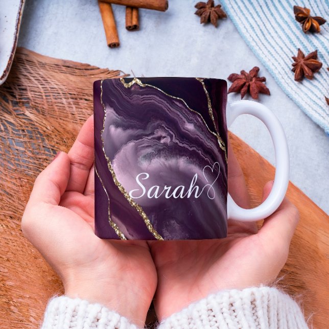 Mug Boug de café de marron et de marbre doré personnal (Créateur téléchargé)