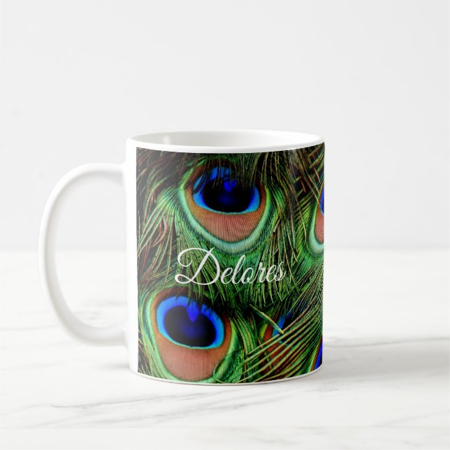 Mug Boug de café en plume Peacock personnalisée (Gauche)