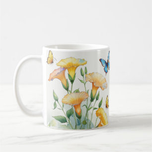 Mug Boug de café - Gloire du matin jaune et papillons