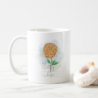 Mug Boug de café Hope Flower Aquarelle orange