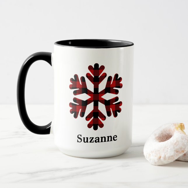 Mug Boug de café Monogramme de flocon de neige de Buff (Avec donut)