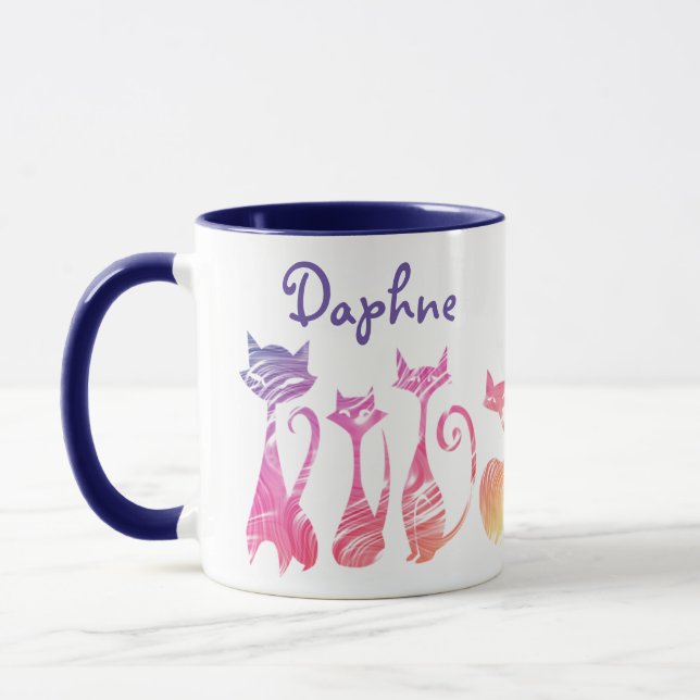 Mug Boug de chats Tourbillonnant en silhouette adorabl (Gauche)