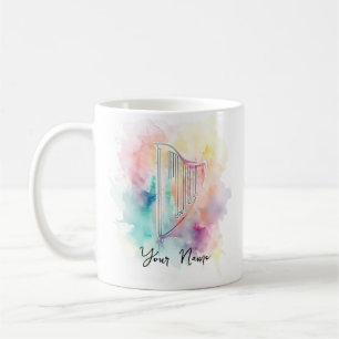 Mug Boug de harpe d'aquarelle personnalisée