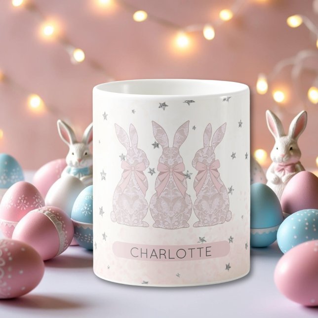 Mug Boug de Pâques en dentelle personnalisée (Personalized Lace Bunny Easter Mug)