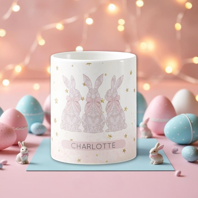 Mug Boug de Pâques en dentelle personnalisée (Personalized Lace Bunny Easter Mug)