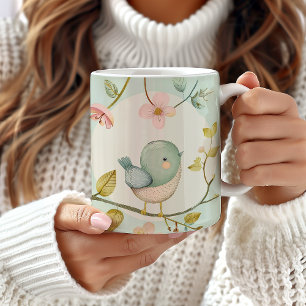 Mug Boug Design Oiseau, Cadeau Oiseau, Floral