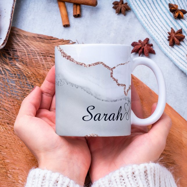 Mug Boug en marbre Abstrait gris peint de luxe (Créateur téléchargé)