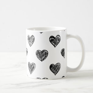 Mug Boug Motif de croquis de coeur noir et blanc