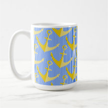 Bouge à café à ancre jaune motif nautique
