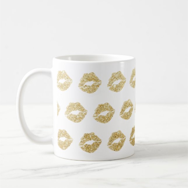 Mug Bouge de baise à lèvres d'or (Gauche)