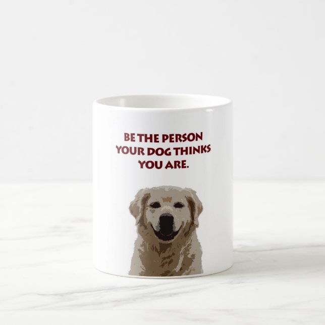 Mug Bouge de café blanc Golden Retriever avec citation (Centre)