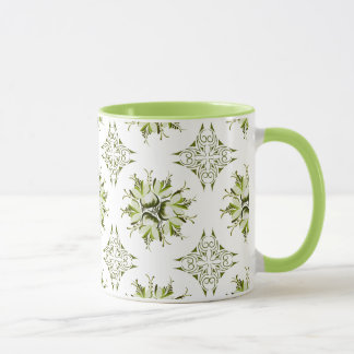 Mug Bouge de café floral Inky | Nuances de vert et de