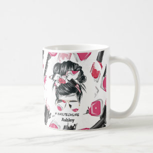 Mug Bouge de vie personnalisée Red Pink Nail Tech