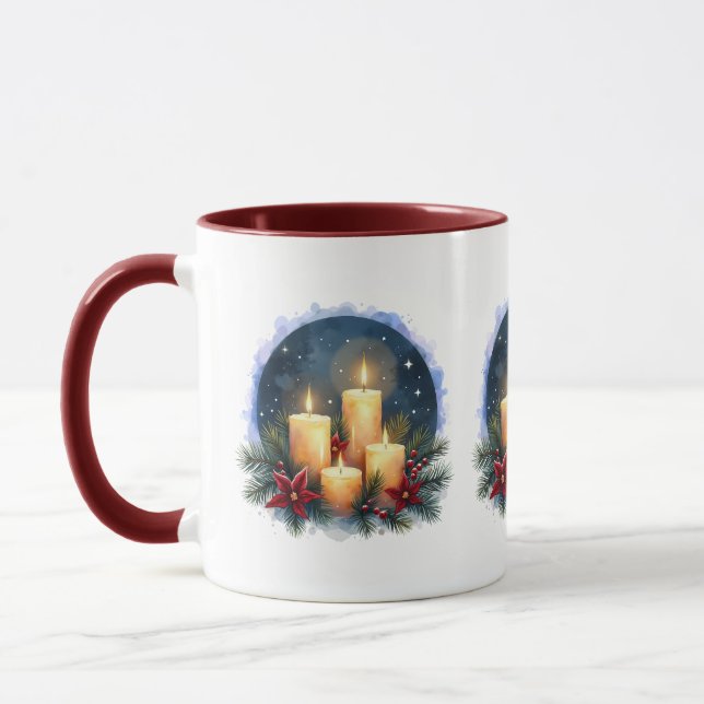 Mug Bougie de Noël avec Poinsettias (Gauche)
