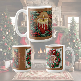 Mug Bougie de Noël rouge personnalisable