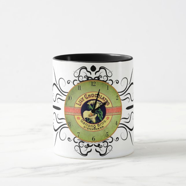 Mug Bougie d'horloge Art nouveau chocolat publicité (Centre)