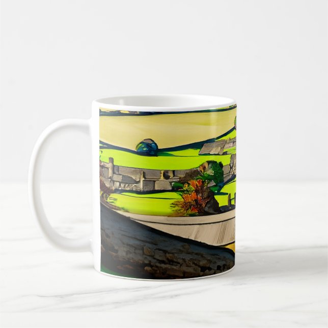 Mug boule de café de la scène du village de uk (Gauche)