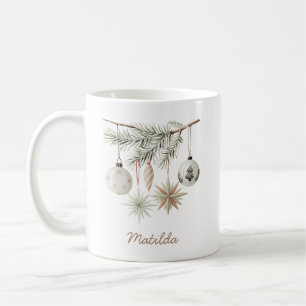 Mug Boule de Noël Épineuse Rustique Blanche