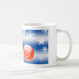 Mug Boule de Noël Flocon de neige bleu blanc rouge