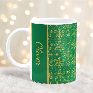 Mug Boule de Noël Green et Gold avec nom