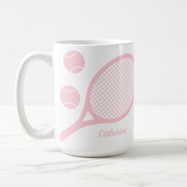 Mug Boule de tennis rose Pastel personnalisée (Gauche)