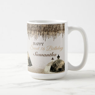 Mug Boule Or tendance Gown Sweet 16 Déchets Anniversai