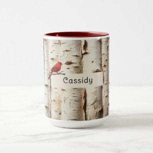 Mug Bouleaux blancs Bel oiseau cardinal