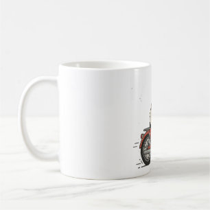 Mug Bouledogue français sur un vieux scooter rouge vin