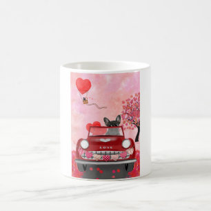Mug Bouledogue français voiture avec coeurs Saint-Vale