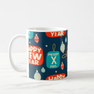 Mug Boules de Noël et ornements motif vintage retour