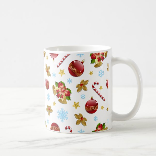 Mug Boules de Noël rouges et dorées, saint de Noël (Droite)