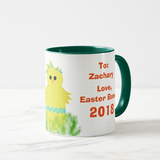 Mug Boulet de Pâques Bleu Vert Poulets OEufs Gardiens (Devant droit)