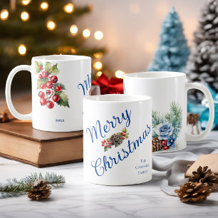Mug Bouquet de Baies de Houx Nom de Famille Noël Année