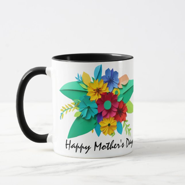 Mug Bouquet de bouquet de papier coupé gai (Gauche)