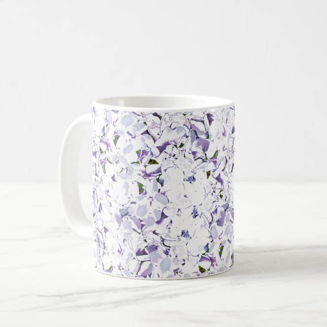 Mug Bouquet de fleurs d'aquarelle d'hydrangées. (Devant gauche)