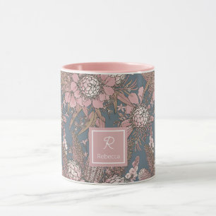 Mug Bouquet de fleurs roses et roses personnalisées