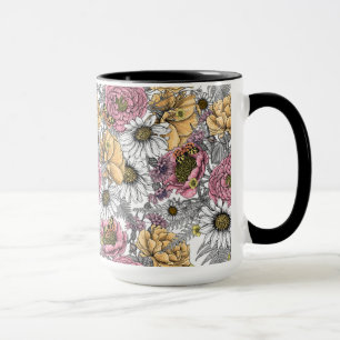 Mug Bouquet de fleurs - roses, pivoines, marguerites e