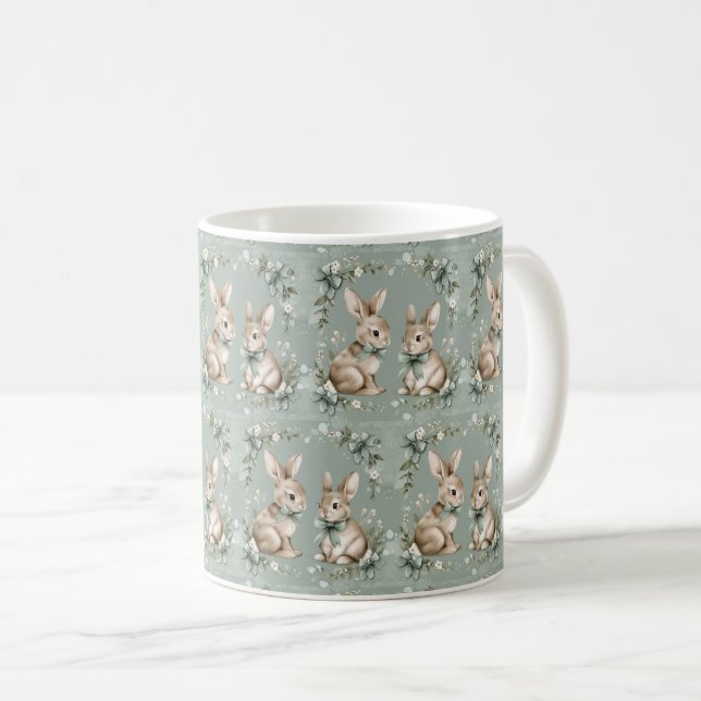 Mug Bouquet de lapin en fleurs : Elegance de Pâques 🌷 (Devant droit)