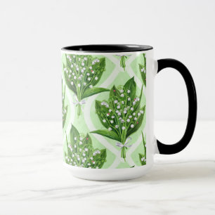 Mug Bouquet de lys de la vallée fleurs sur vert