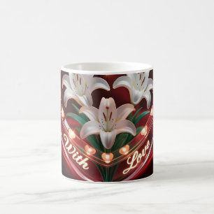 Mug Bouquet de lys romantique élégant dans un cœur ill