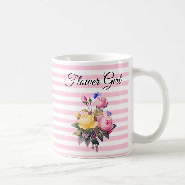 Mug Bouquet de rose rose Fleur Bouquet personnalisé (Droite)
