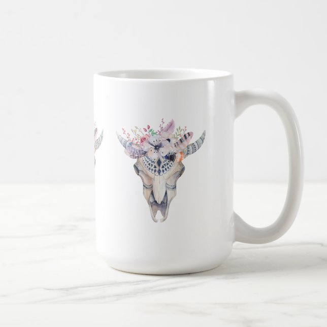 Mug Bouquet floral Boho Bull Scull (Droite)