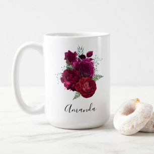 Mug Bouquet floral de rose magenta élégant